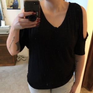 USED KUT Open Shoulder V Neck 3/4 Sleeve Top
